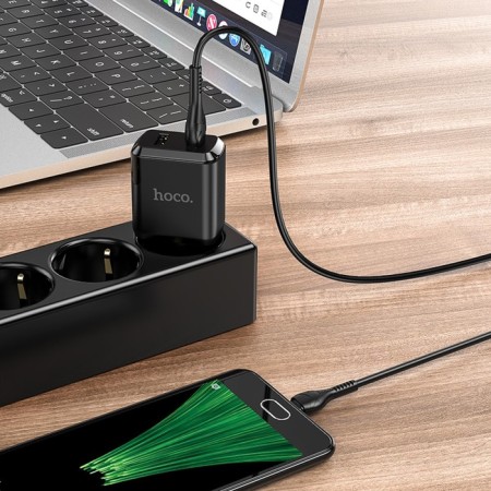 The network charger Hoco N7, 2 USB - 2.1 A, MicroUSB 1 m cable, black-6