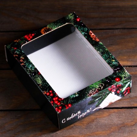 Gift box, lid is, with the Window "New Year's Gifts", 18 x 15 x 5 cm-2