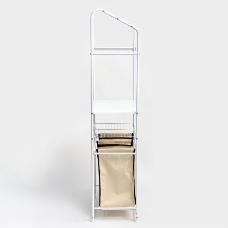 Roster with a double underwear basket and crossbars, 2 tier, white color, 60x35x160 cm-2