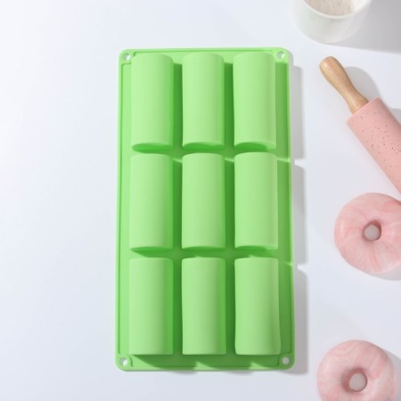 The form for baking the share "Sweets. Bars ”, silicone, 29.3 × 17.5 × 3.5 cm, 9 cells (8.3 × 3.2 × 3.5 cm), Mix color-6
