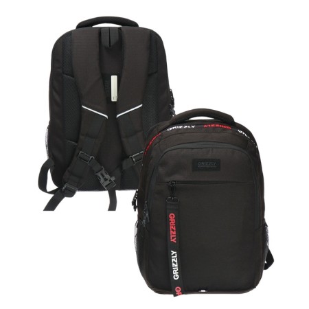 Youth backpack 42 x 31 x 22 cm, Grizzly, ergonomic back, laptop department, black