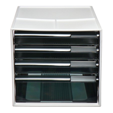 File-cabinet 4-sectoral Istanm, white case, black trays-2