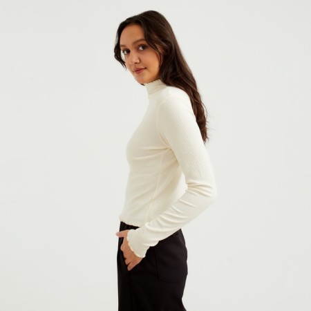 Women's turtleneck Minaku: Basic Line, Ecrew color, size 48-2