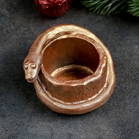 Climb "Snake on the stump" of bronze, 5x7cm-4