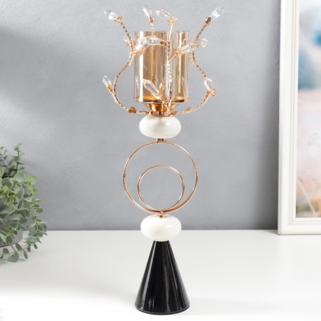 Summary Metal for 1 candle "branches with crystals. Two rings" Gold 42x17x17 cm-1