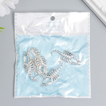 Decor for creativity Metal "Scorpio" silver set 6 pcs 4.1x1.5 cm-2