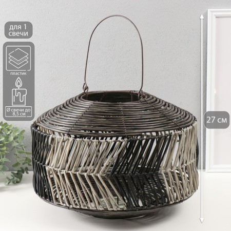 Climber Plastic for 1 candle "Vine leaf" black and white 15x38x27 cm