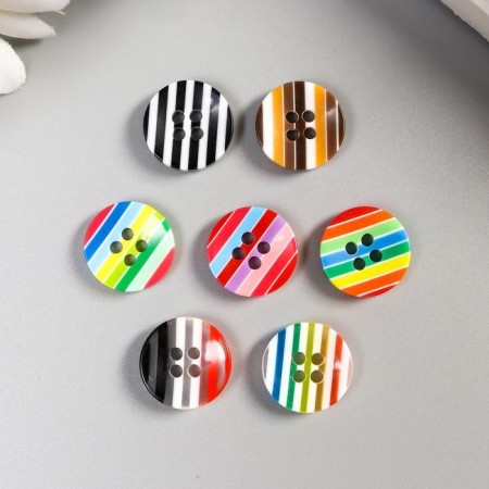 Buttons plastic for creativity 4 punctures "striped bright" set of 25 pcs 1.2x1.2 cm