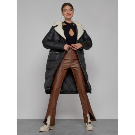 Coat insulated winter female, size 50, black color-11