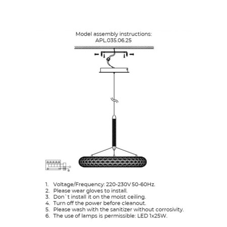 Suspension lamp Danuta LED 4000K 25W-9