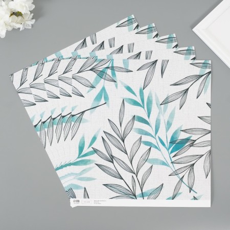 Scrapbooking paper "Elegant branches" density 180 grams set 5 pcs 30.5x32 cm-1