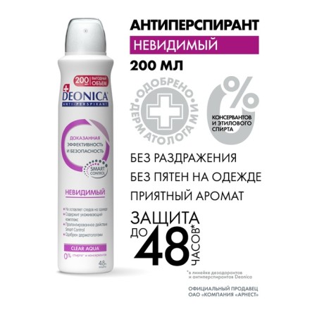 DEONICA antiperspirant "Invisible", 200 ml