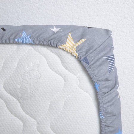 Sheet on the elastic "Gray Stars", size 60x120 cm, color gray color-3