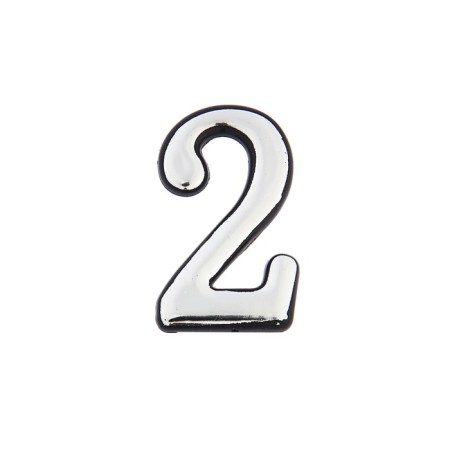 Door number "2", plastic, chromium color