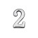 Door number "2", plastic, chromium color