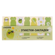 Bookmarks with adhesive edge, paper, design 18 x 65 mm, Devente Lime, 7 colors x 20 sheets, in a plastic bag