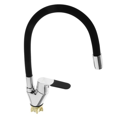 ACCOONA A4819F kitchen mixer, single -leaf, silicone spout, brass, black/chrome
