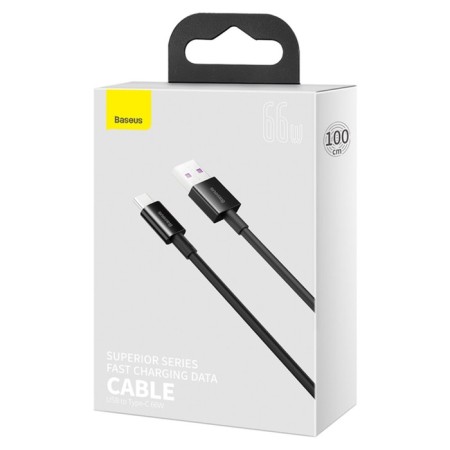 Cable Baseus, Type -C - USB, 6 A, 66W, TPE braid, 1 m, black-10