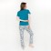 Female set (T -shirt, trousers), turquoise color, size 44