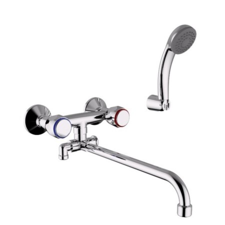 Bath mixer Zipponi Monet, 2-roll with a divertor, tubular spout, color chromium