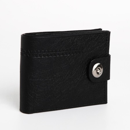 Male purse for magnet, department for bills, for maps, for coins, black color