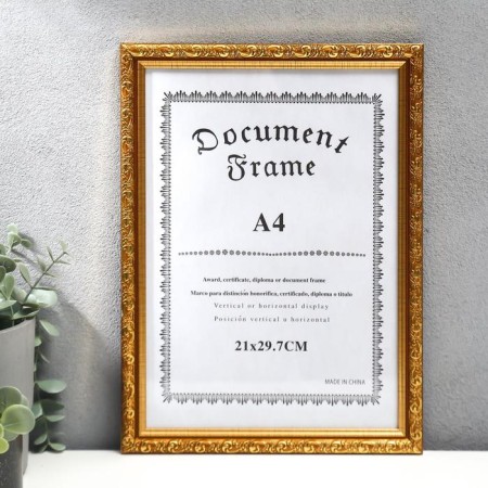 Photo frame Plastic A4 "Valentine" Golden with a gold drawing 32.3x23.8 cm
