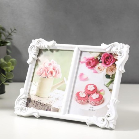Photo frame plastic in 2 photos "Patterned corners" 10x15 cm, 18.5x24.5 cm-1