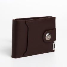 Male purse on a magnet, department for bills, for maps, for coins, brown color