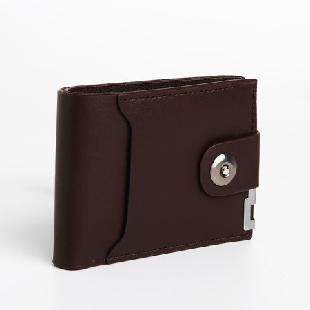 Male purse on a magnet, department for bills, for maps, for coins, brown color