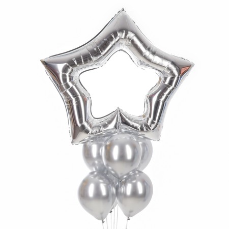 Set of balls "Silver Star", latex, foil, 7 pcs.-2