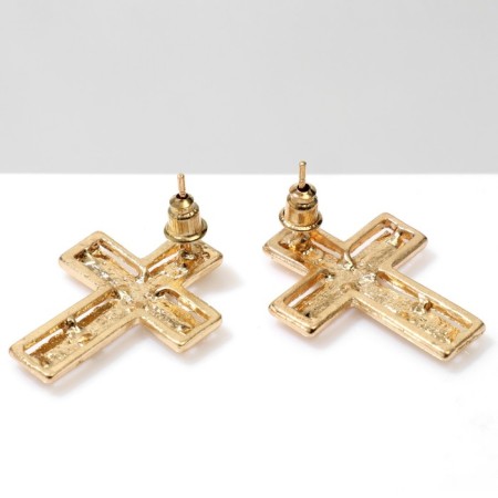 Earrings "Crosses" Relief, Color Gold-2