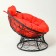 Armchair "Papasan" mini, rattan, with a red pillow, black frame, 81x68x77cm