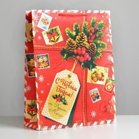 Laminated vertical “Gift from Santa Claus”, 31 x 40 x 11.5 cm, New Year