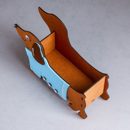 Wooden Kashpo "Dachshund", 21x7x15 cm, oak-blue-2
