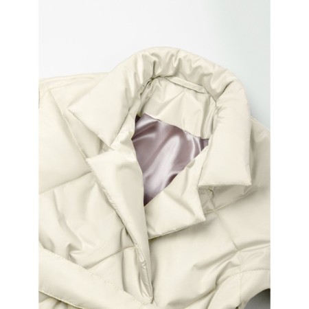 Пальто стёганое для девочек AmaroBaby TRENDY, рост 128-134 см, цвет молочный-18