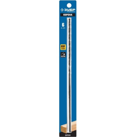 Spiral drill "Zubble" 29421-300-06_z01, on wood, 6x300 mm, m-shaped sharpening, steel-1