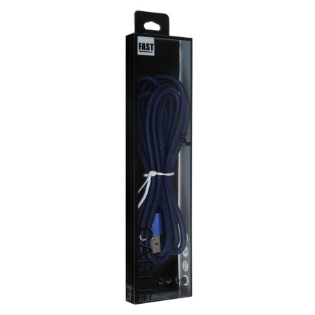 MicroUSB cable - usb, 2.1 a, nylon braid, 2 meters, blue-3