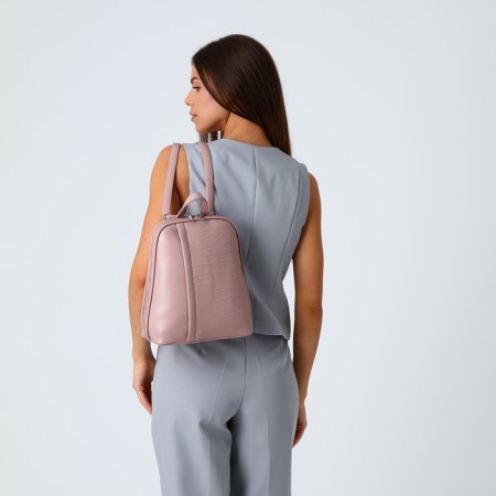 City backpack of artificial leather with lightning, pink color-6