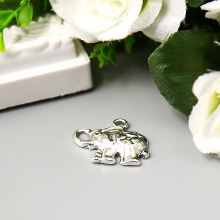 Decor for creativity Metal "Elephant with a Popone-Set" silver 1.7x2.6 cm-1