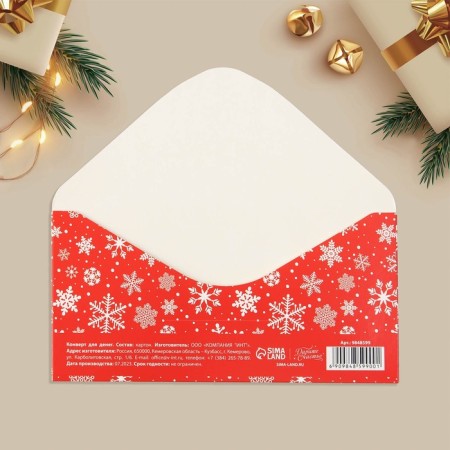 Money envelope "Snowflakes", 16.5 x 8 cm, New Year-4