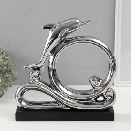 Souvenir Ceramics "Dolphin on the waves" silver 7.5x27.5x27 cm-3