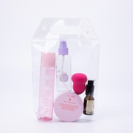 Cosmetic bag on the buttons, the color is transparent/white-2