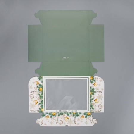 Folding box for 12 cupcakes with the window "Happy New Year!" 32.8 x 25.6 x 10 cm, New Year-5