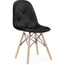 Wooden chair KVADRO 1 array of beech/metal/eco -leather, natural/black 44x51x84 cm