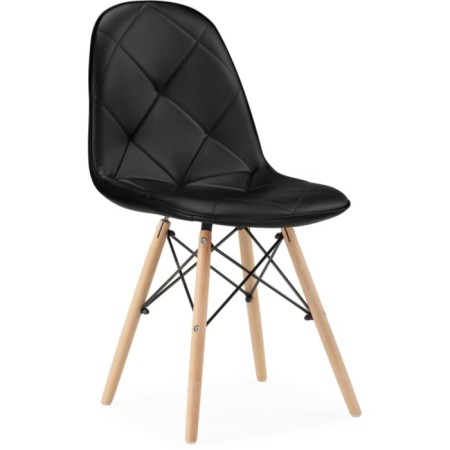Wooden chair KVADRO 1 array of beech/metal/eco -leather, natural/black 44x51x84 cm