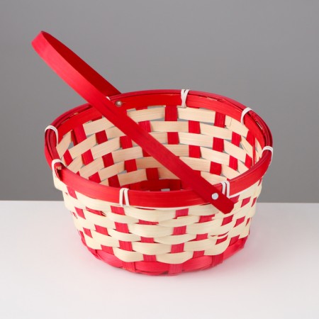 Wicker basket, 21 x 21 x 10/24 cm, bamboo, red-1