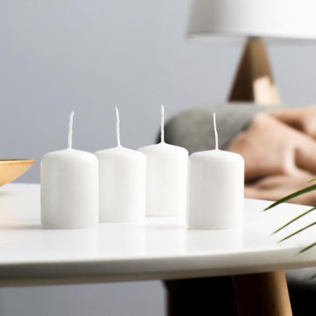 Set of candles - cylinders, 4x5 cm, set 4 pcs, white-3