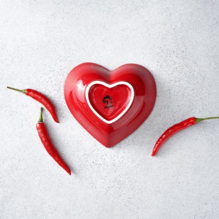Ceramic Daramic Saladnik "Heart", 130 ml, 12.5 × 11.5 cm, red color-6