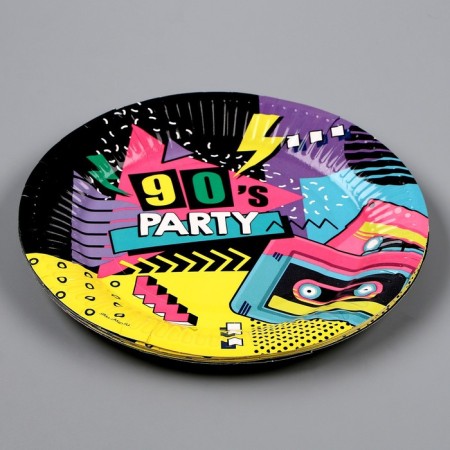 Disposable paper plate "90s", 18 cm, set 6 pcs.-2