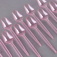 Tablespoons are plastic, in the set 12 pcs., Pink color